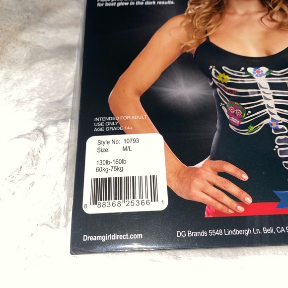 New Glow In The Dark Skeleton Top M/L - Picture 4 of 7